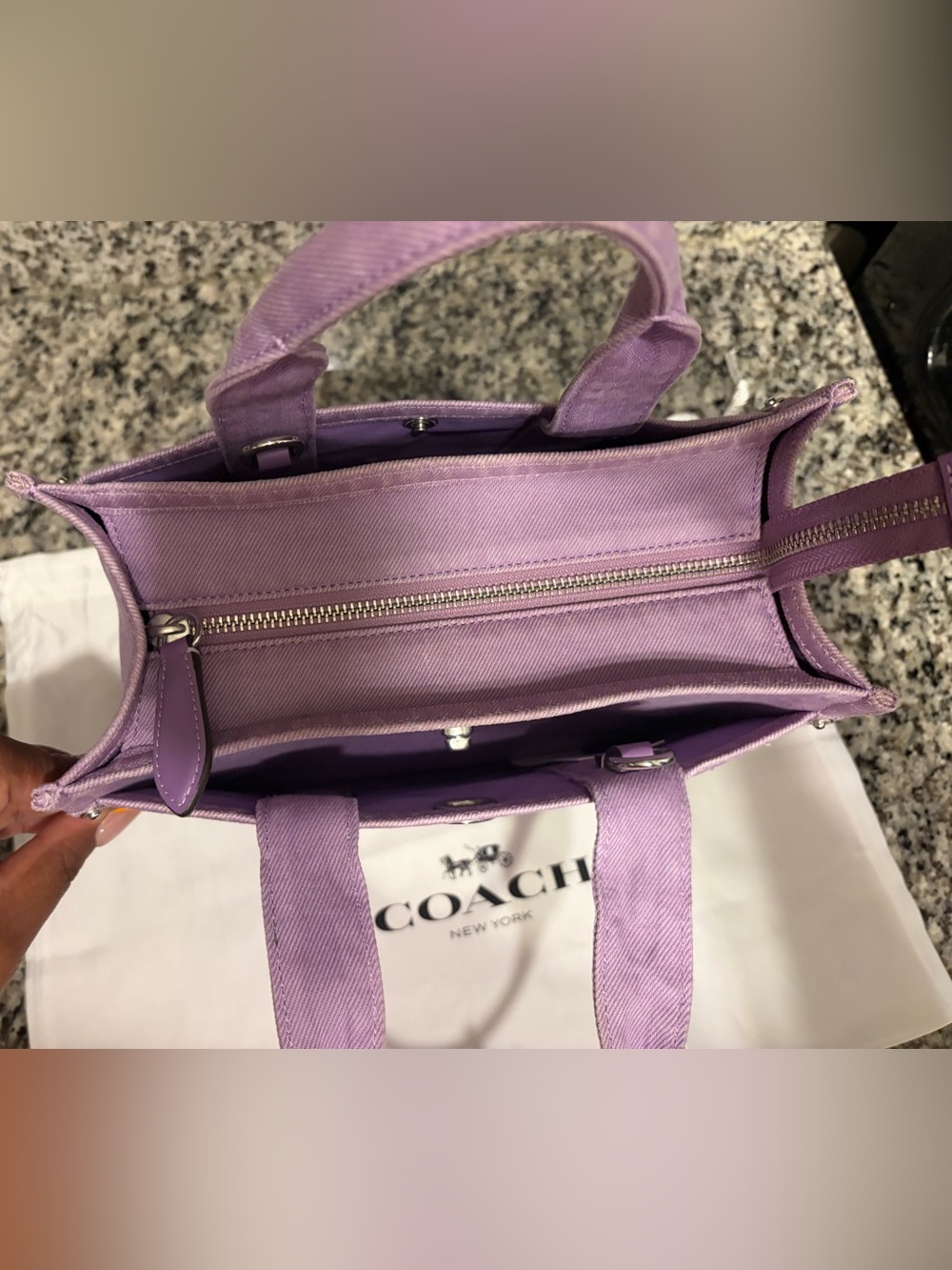 Coach Lilac Canvas Tote with Logo - Picture 9 of 10
